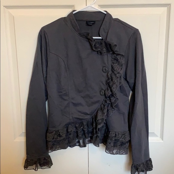 Rue21 Jackets & Blazers - Grey ruffle jacket
